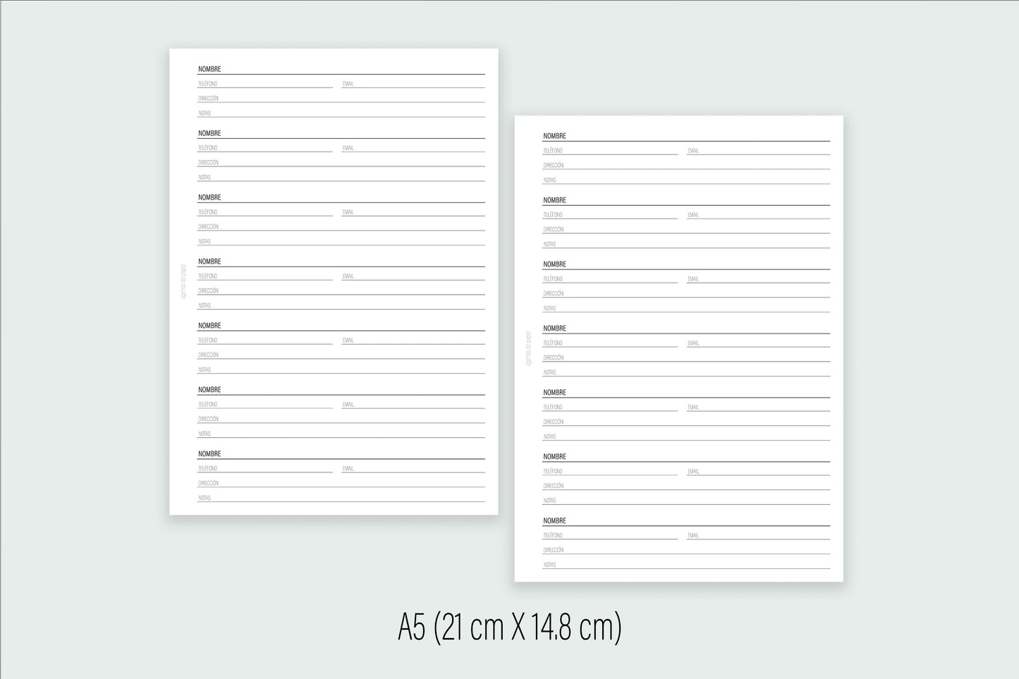 Contacts Insert | Paper Agenda