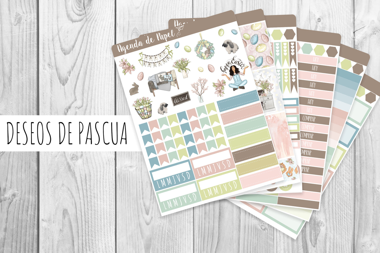 Kit semanal Deseos de Pascua / Stickers para agenda