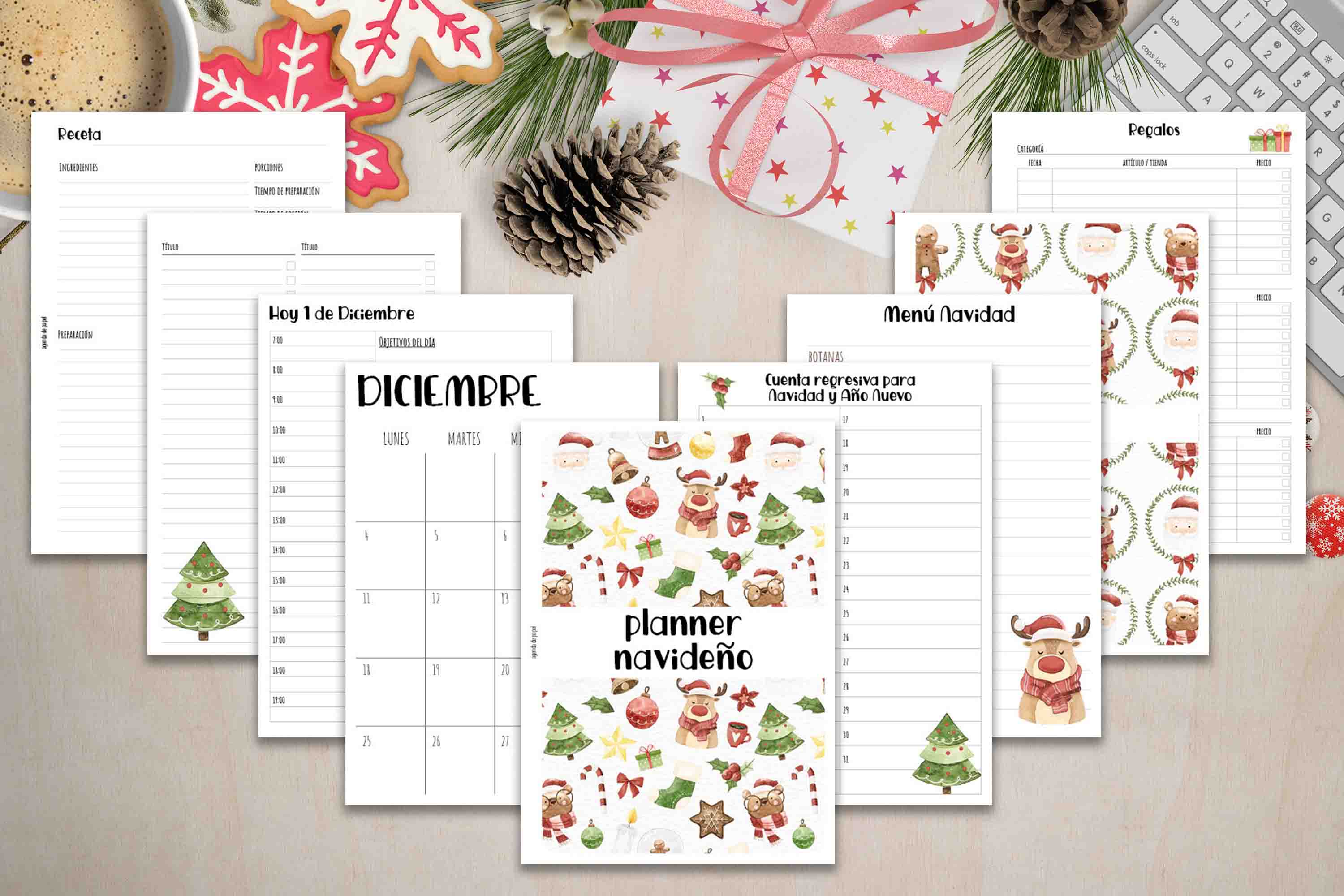 Planner Navideño De Agenda De Papel Decorado