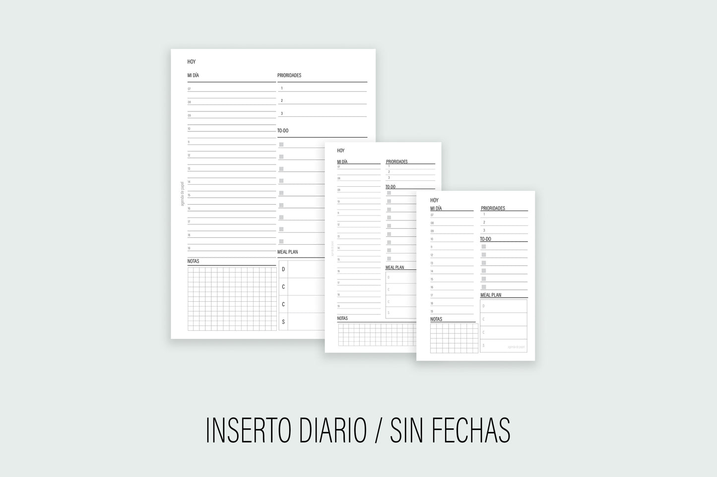 Diary insert without dates | Paper Agenda