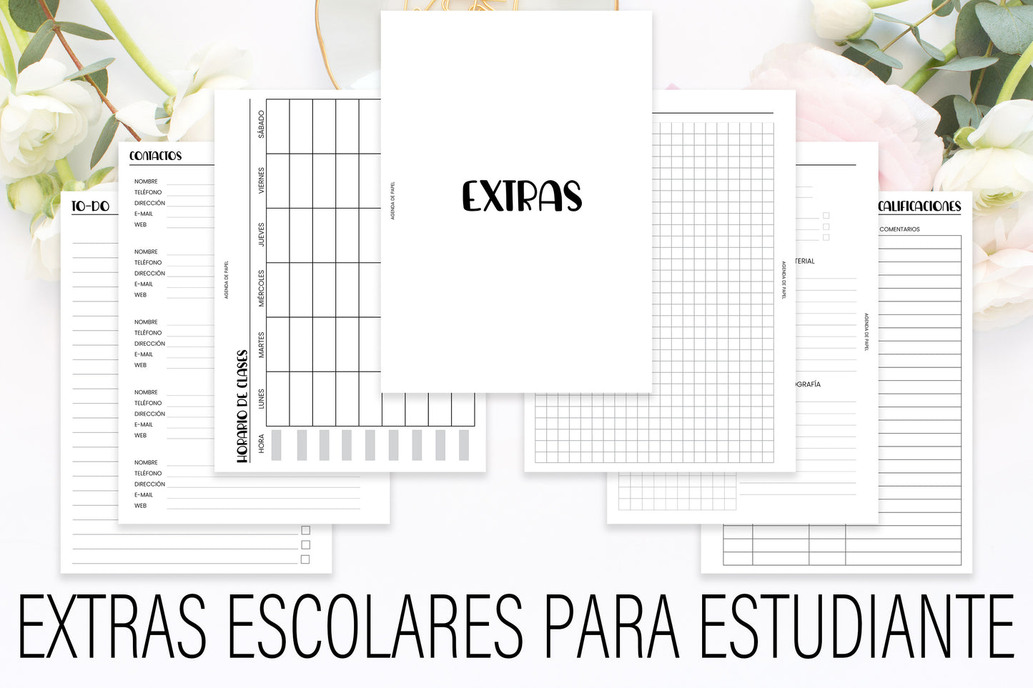Extras Escolares para Estudiante DESCARGA DIGITAL | Agenda de Papel