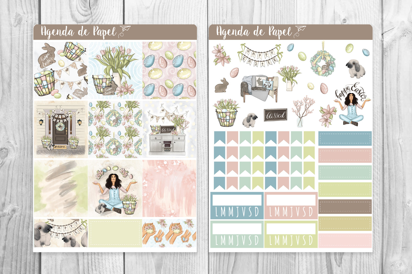 Kit semanal Deseos de Pascua / Stickers para agenda