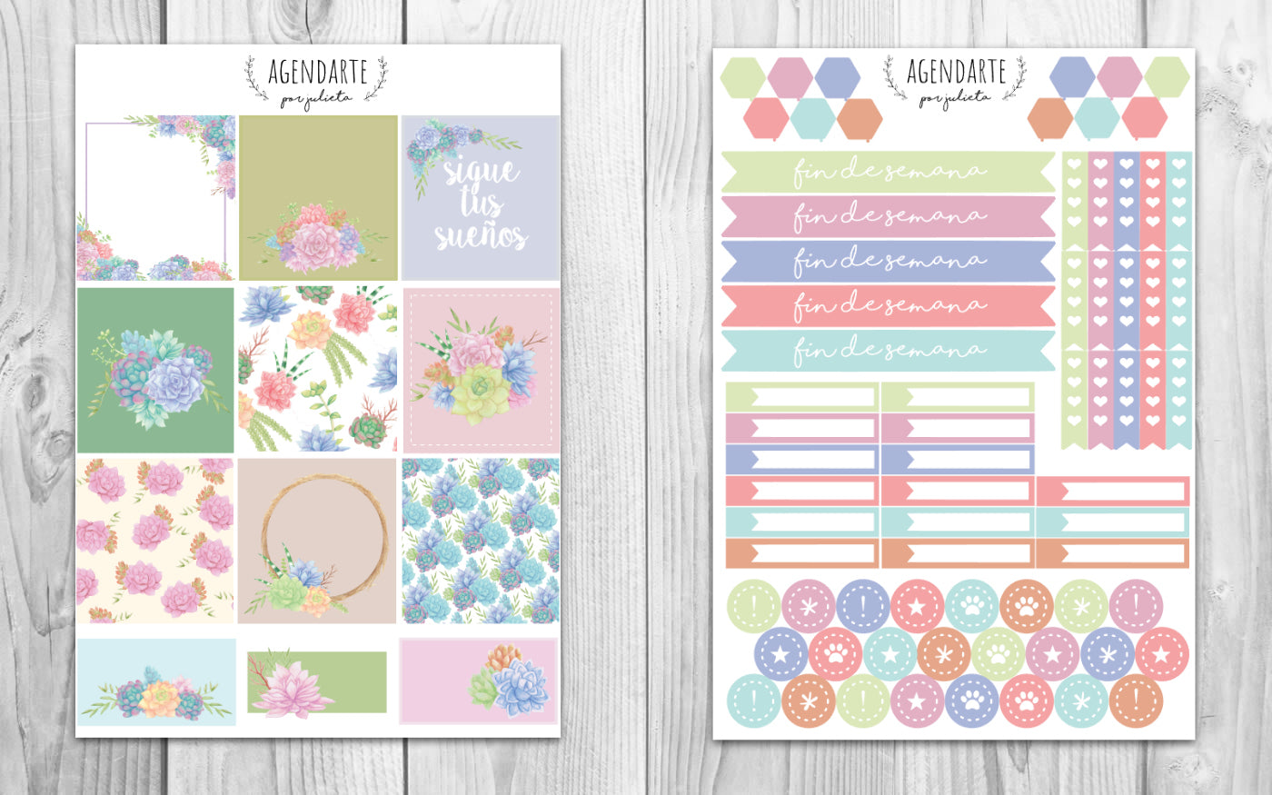 Succulents weekly kit / Agenda stickers | Paper Agenda