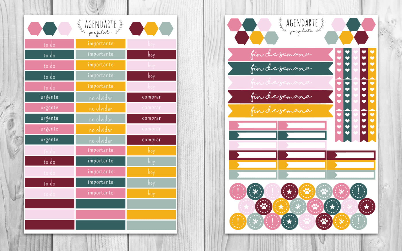 Weekly kit Day of love and friendship / Stickers for agenda | Paper Agenda