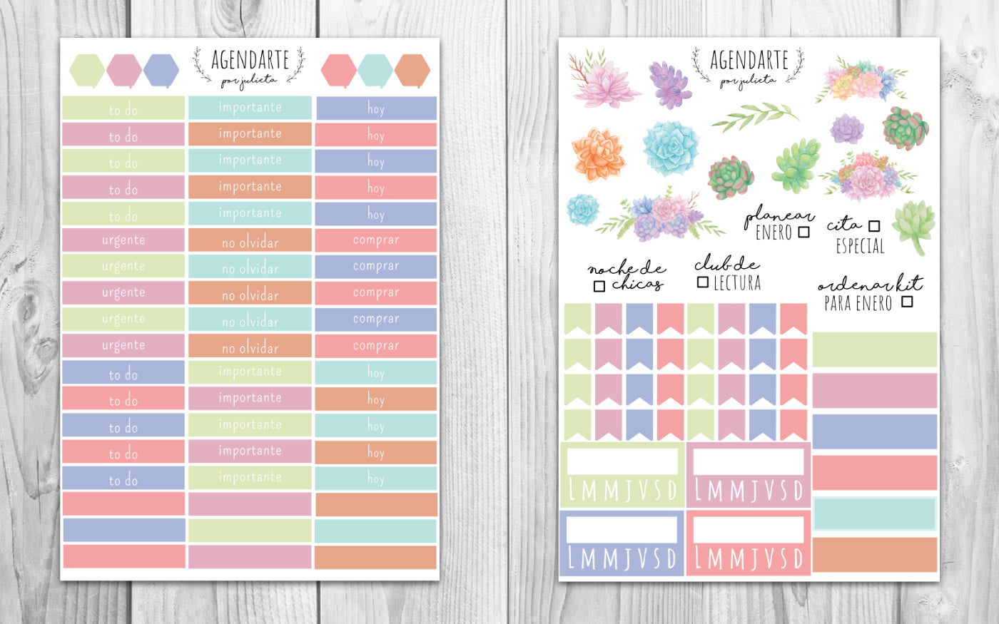 Succulents weekly kit / Agenda stickers | Paper Agenda