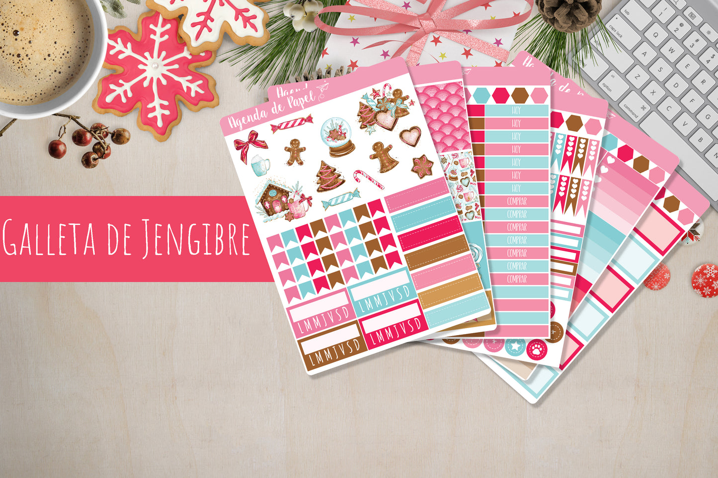 Gingerbread Cookie Weekly Kit / Agenda Stickers | Paper Agenda