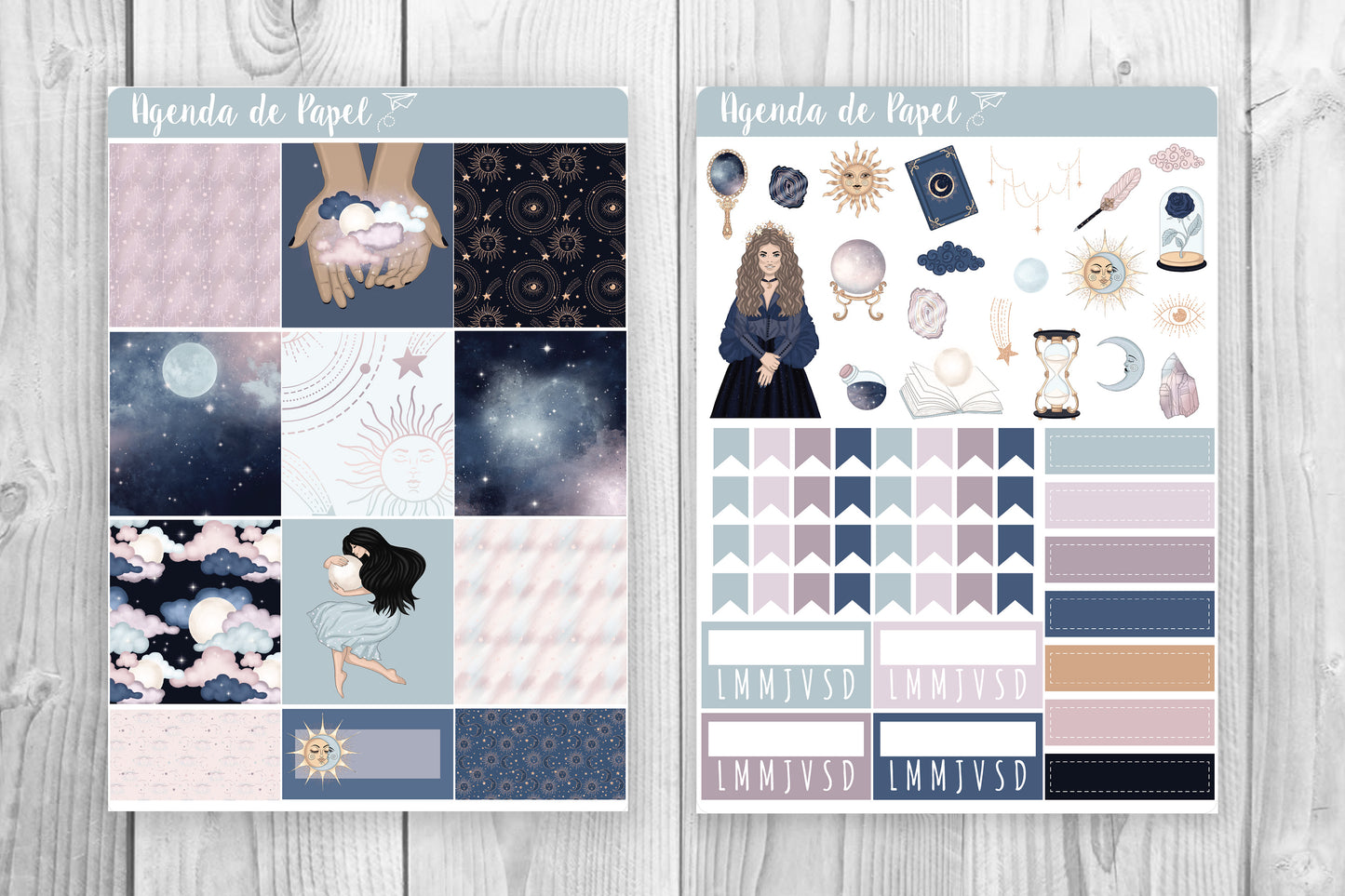 Kit semanal Hija de la Luna / Stickers para agenda