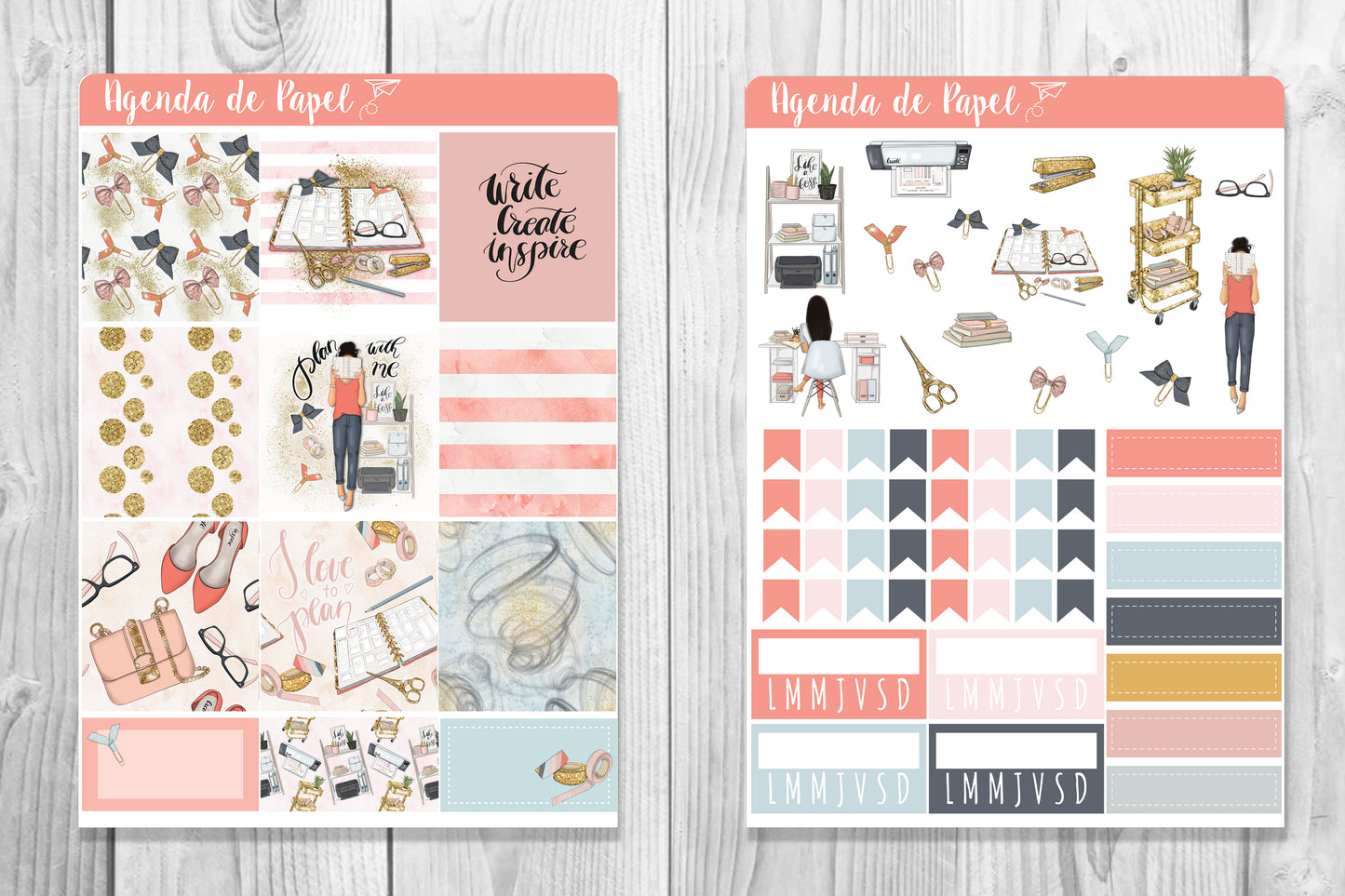 Kit semanal Planea Conmigo / Stickers para agenda | Agenda de Papel