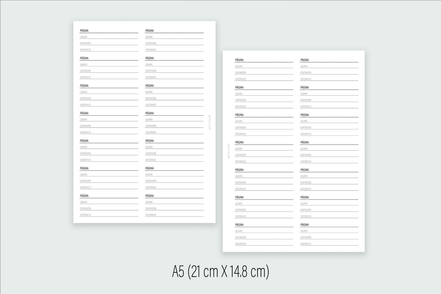 Inserto de Contraseñas / DESCARGA DIGITAL | Agenda de Papel