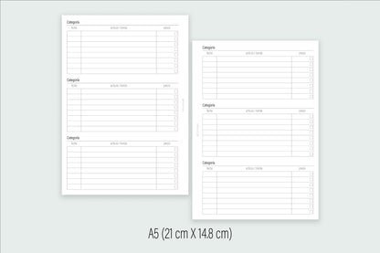 Inserto de Lista de Deseos / DESCARGA DIGITAL | Agenda de Papel