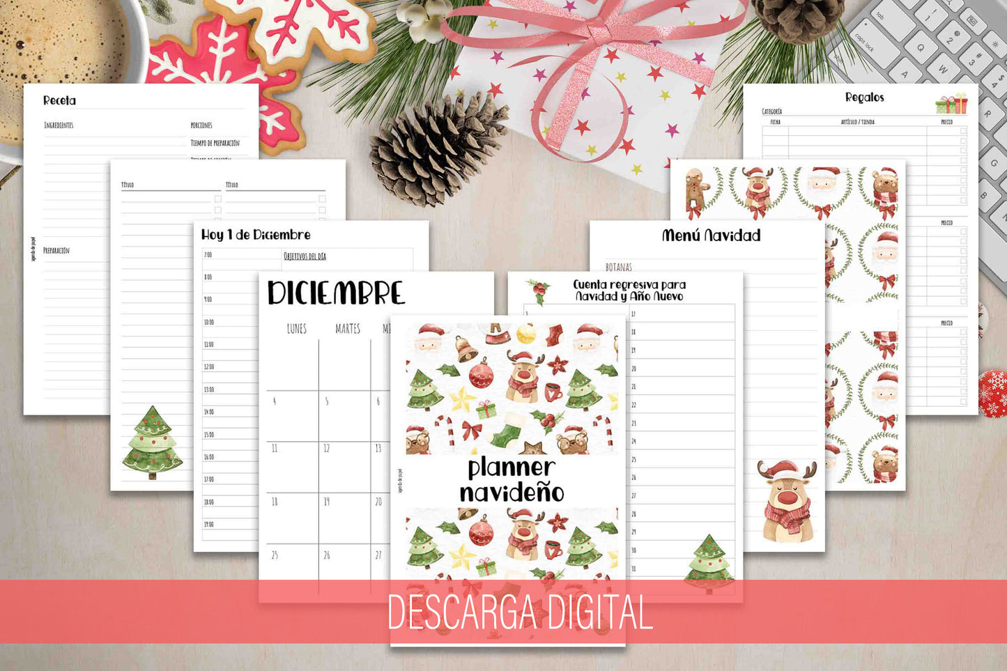 DESCARGA DIGITAL Planner Navideño de Agenda de Papel // Decorado