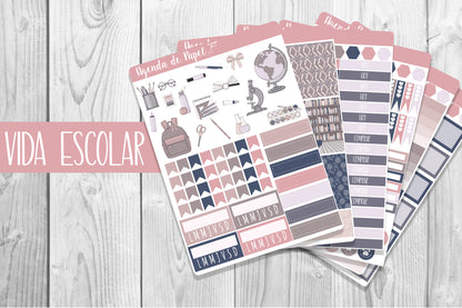 Kit semanal Vida Escolar / Stickers para agenda | Agenda de Papel