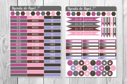 Kit semanal Octubre Glam / Stickers para agenda | Agenda de Papel