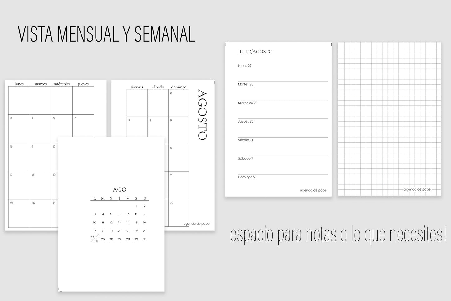 Agenda de Papel Escolar para MAMÁ 2026-2027 DESCARGA DIGITAL
