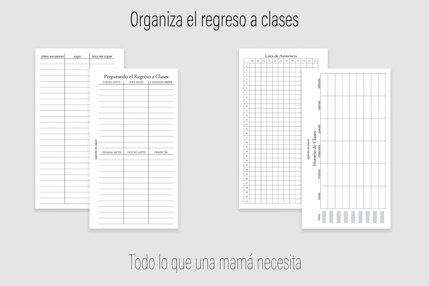 Agenda de Papel Escolar para MAMÁ 2026-2027 DESCARGA DIGITAL