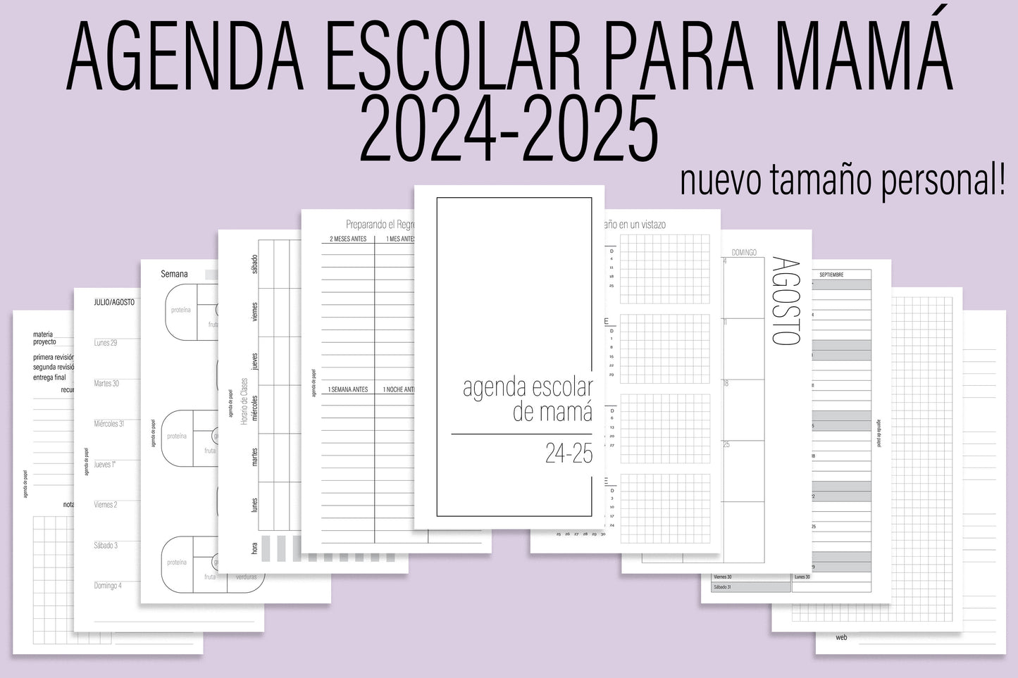 Agenda de Papel Escolar para Mamá 2024-2025 *Personal*