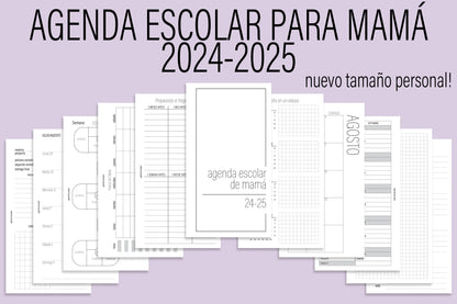 Agenda de Papel Escolar para Mamá 2024-2025 *Personal*