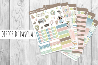 Kit semanal Deseos de Pascua / Stickers para agenda