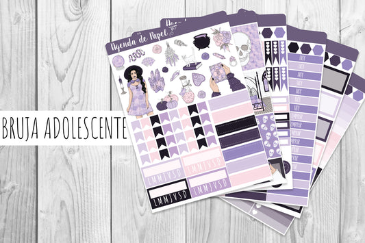 Kit semanal Bruja Adolescente / Stickers para agenda