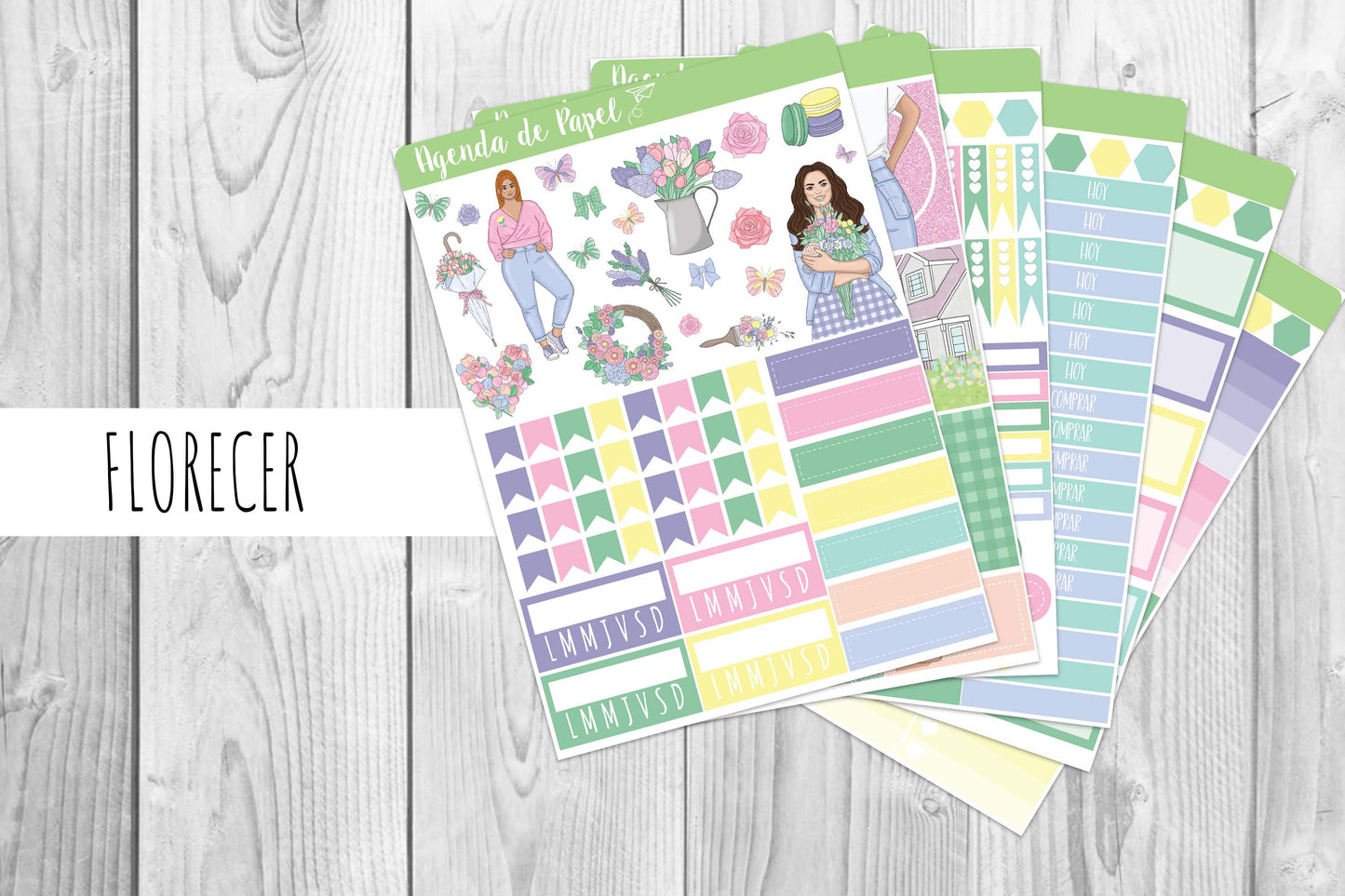 Kit semanal Florecer / Stickers para agenda | Agenda de Papel