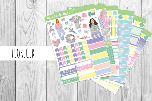 Kit semanal Florecer / Stickers para agenda | Agenda de Papel