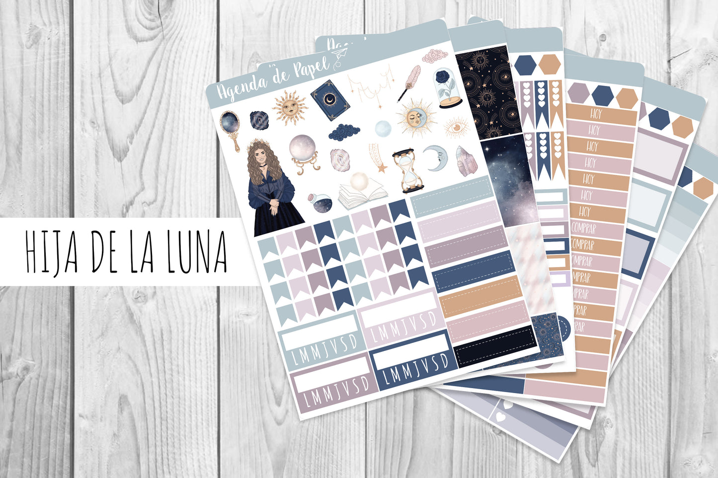 Kit semanal Hija de la Luna / Stickers para agenda