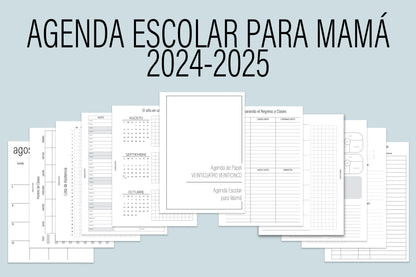 Agenda de Papel Escolar para Mamá 2024-2025