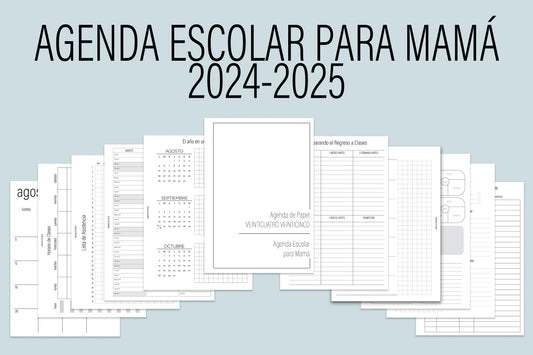 Agenda de Papel Escolar para Mamá 2024-2025