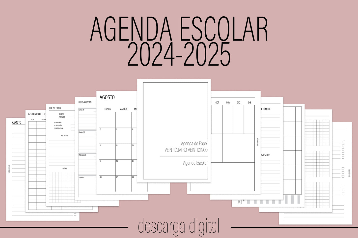 Agenda de Papel Escolar 2024-2025 // DESCARGA DIGITAL