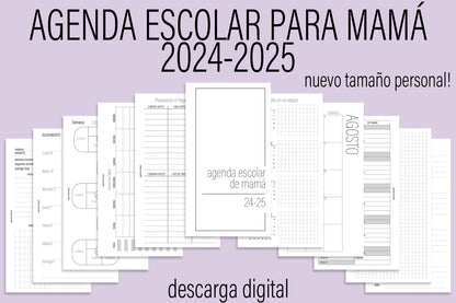 Agenda de Papel Escolar para Mamá 2024-2025 *Personal* DESCARGA DIGITAL