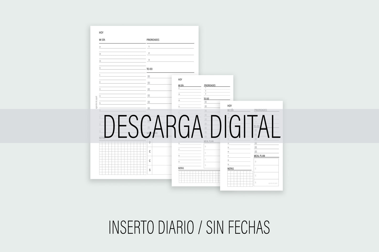 Inserto Diario sin fechas // Descarga Digital | Agenda de Papel