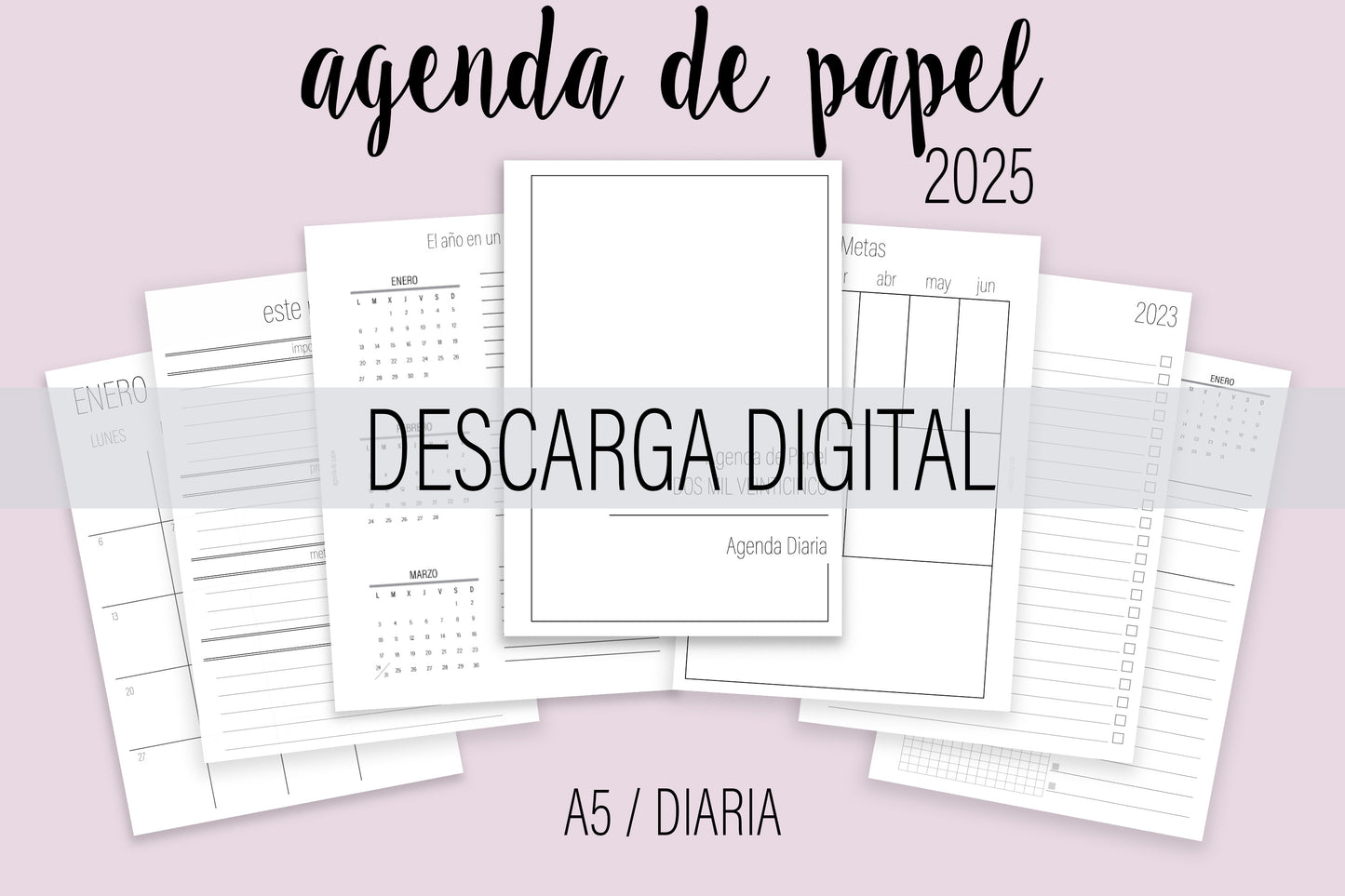 Agenda de Papel A5 Diaria 2025 DESCARGA DIGITAL