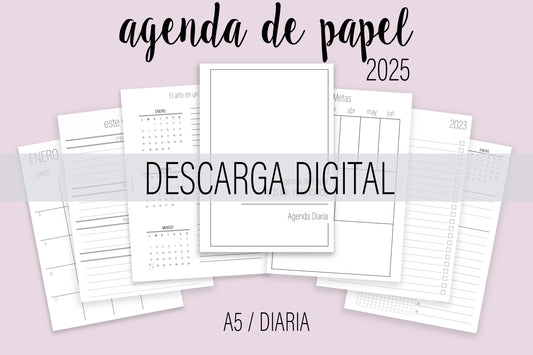 Agenda de Papel A5 Diaria 2025 DESCARGA DIGITAL