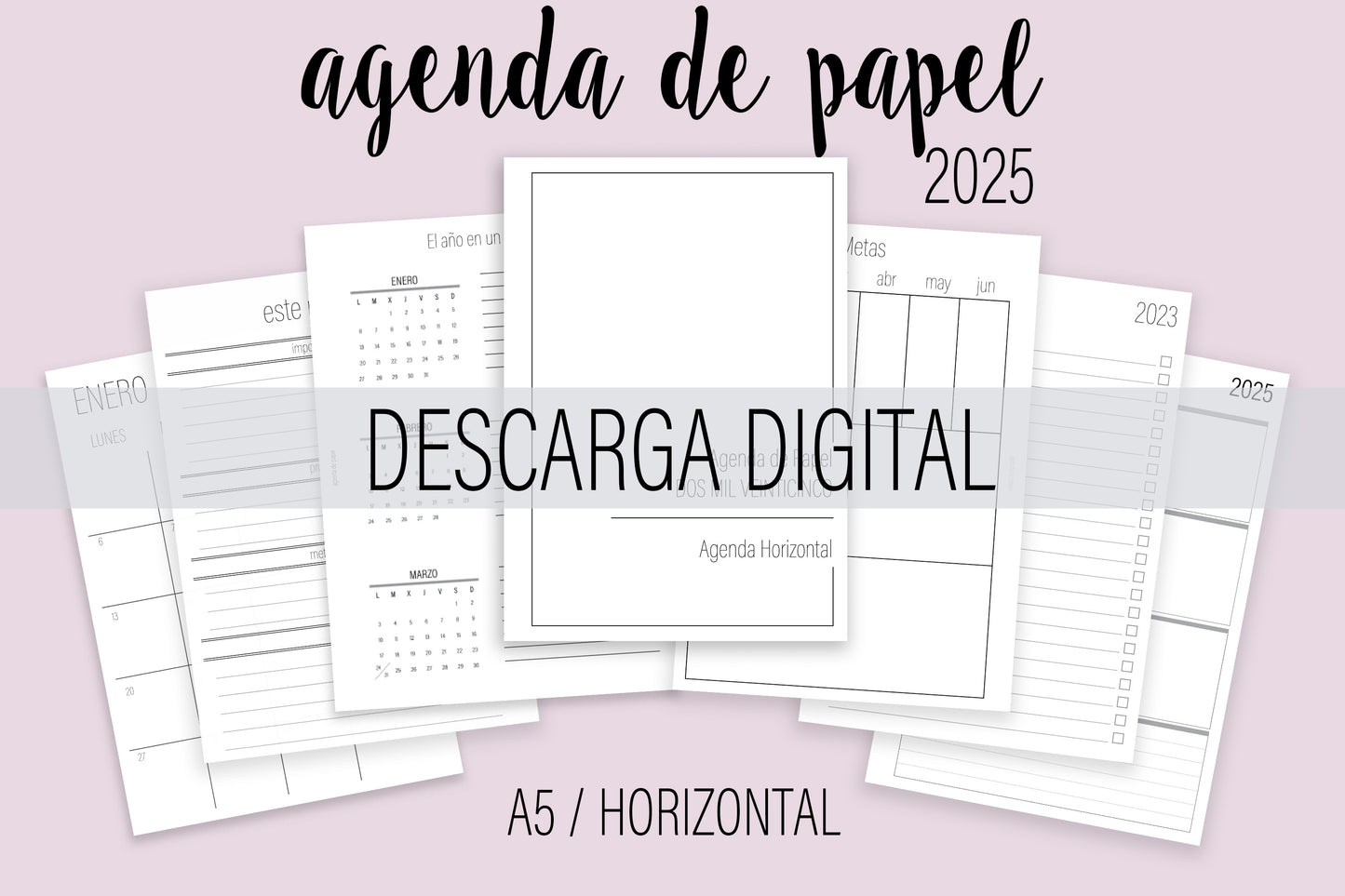 Agenda de Papel A5 Horizontal 2025 DESCARGA DIGITAL