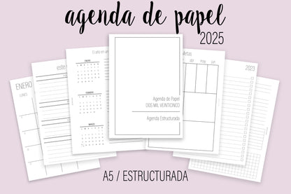 Agenda de Papel A5 Estructurada 2025