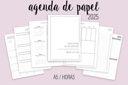 Agenda de Papel A5 con Horas 2025