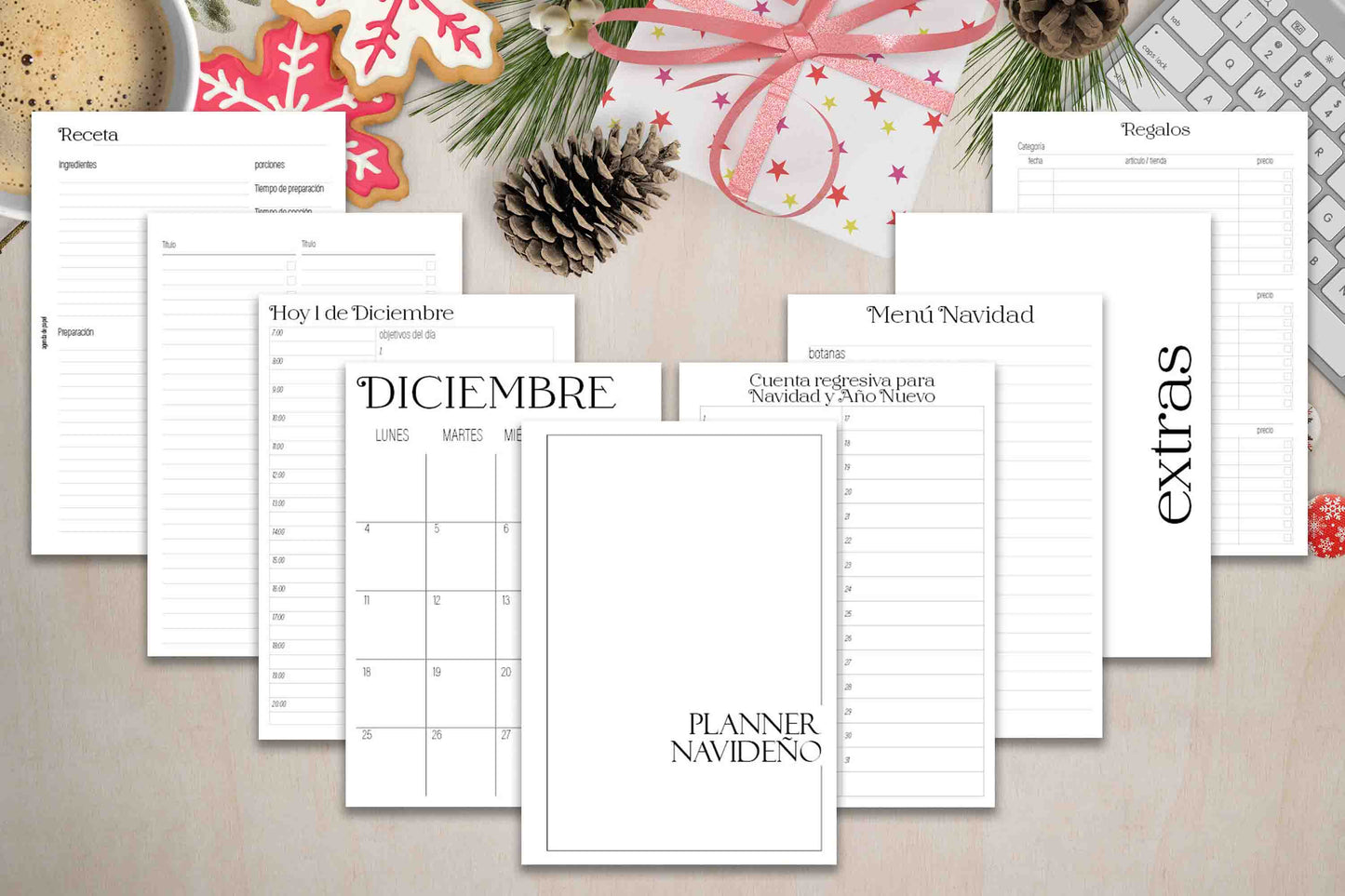 Planner Navideño de Agenda de Papel // Minimalista