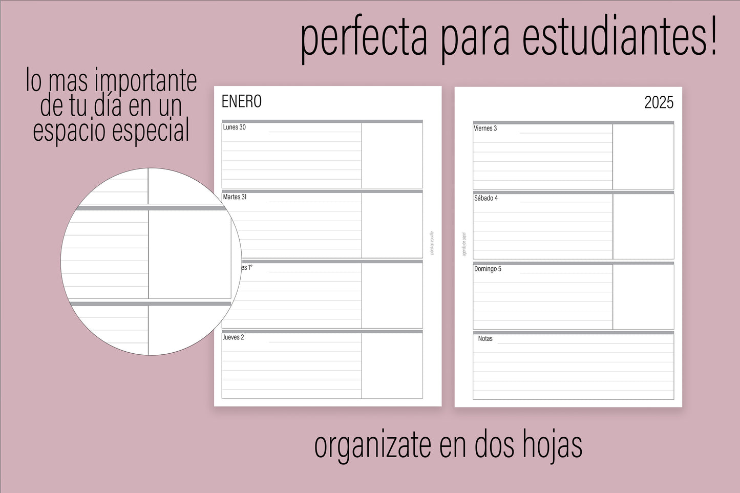 Agenda de Papel A5 Horizontal 2025 DESCARGA DIGITAL