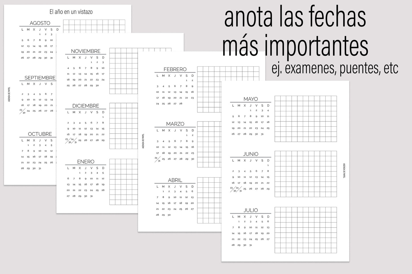 Agenda de Papel Escolar para Mamá 2024-2025