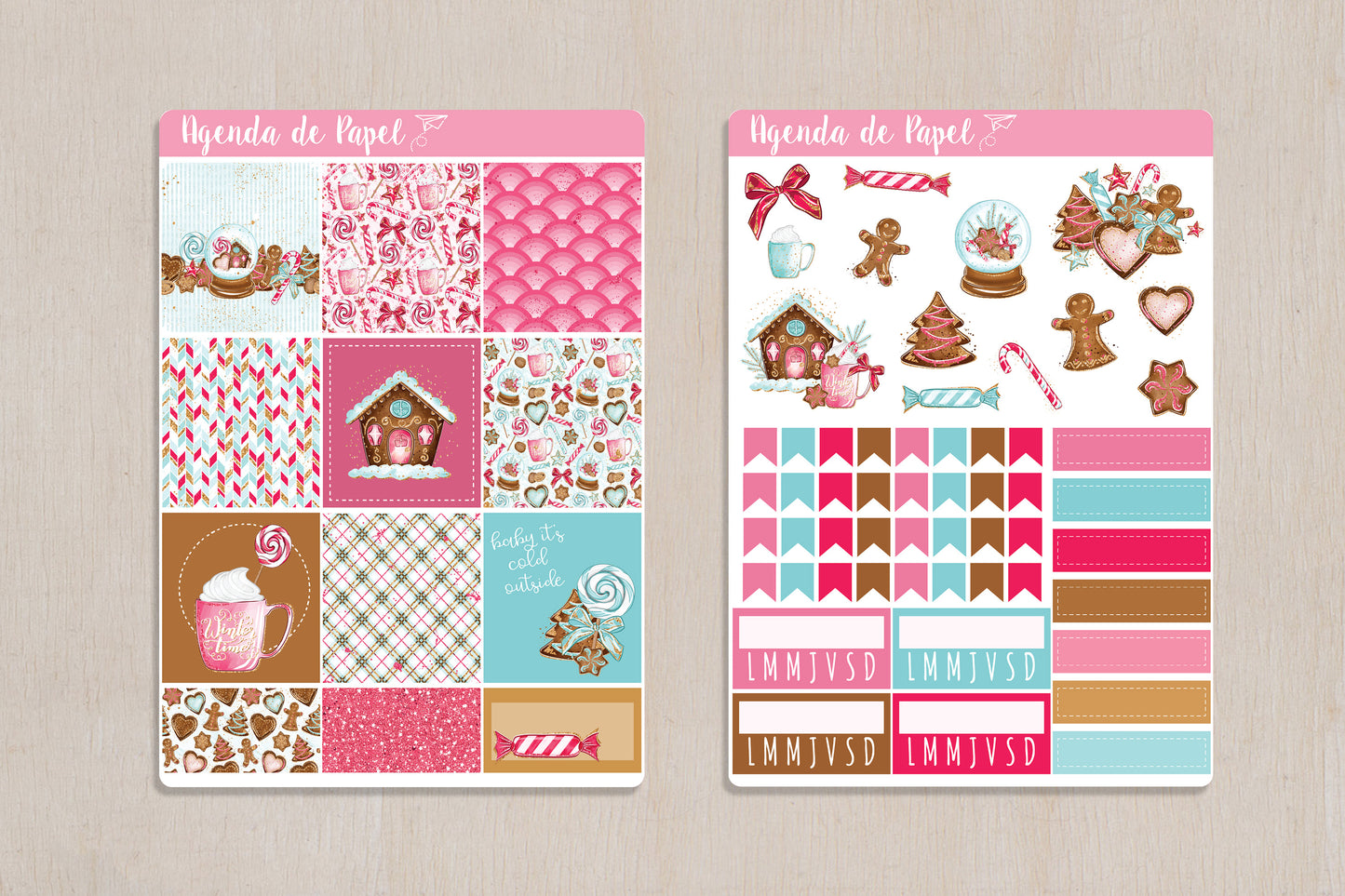 Kit semanal Galleta de Jengibre / Stickers para agenda | Agenda de Papel