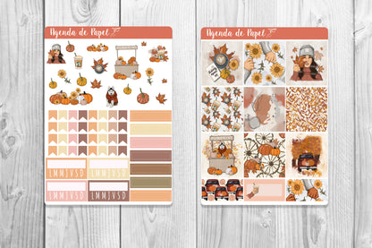 Kit semanal Básicos de Otoño / Stickers para agenda| Agenda de Papel