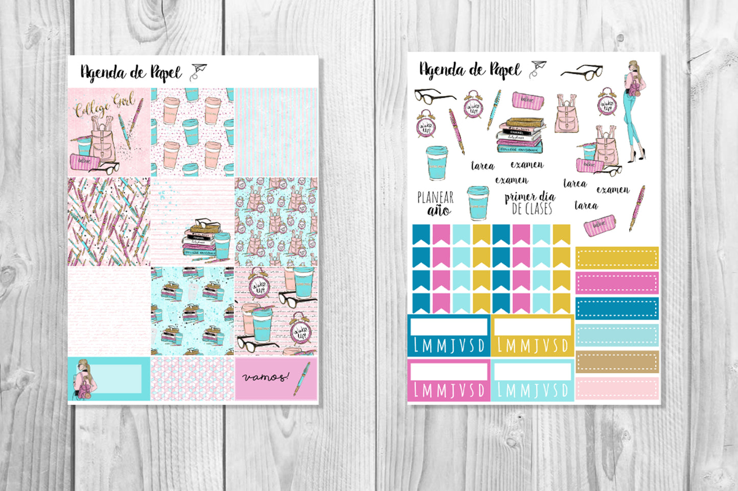 Kit semanal Regreso a clases / Stickers para agenda | Agenda de Papel