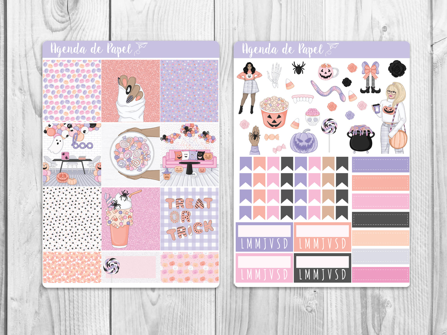 Kit semanal Fiesta de Halloween / Stickers para agenda | Agenda de Papel