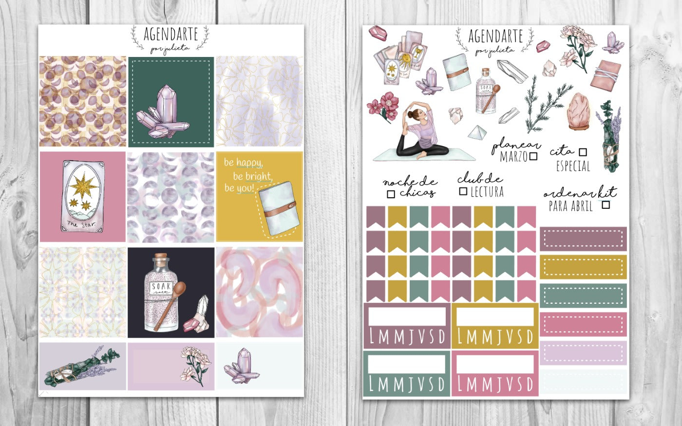 Kit semanal Wellness / Stickers para agenda | Agenda de Papel