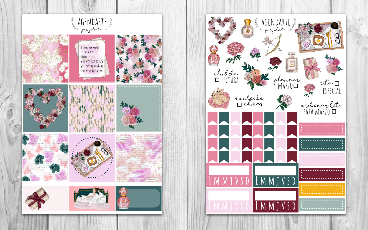 Kit semanal Día del amor y la amistad / Stickers para agenda | Agenda de Papel