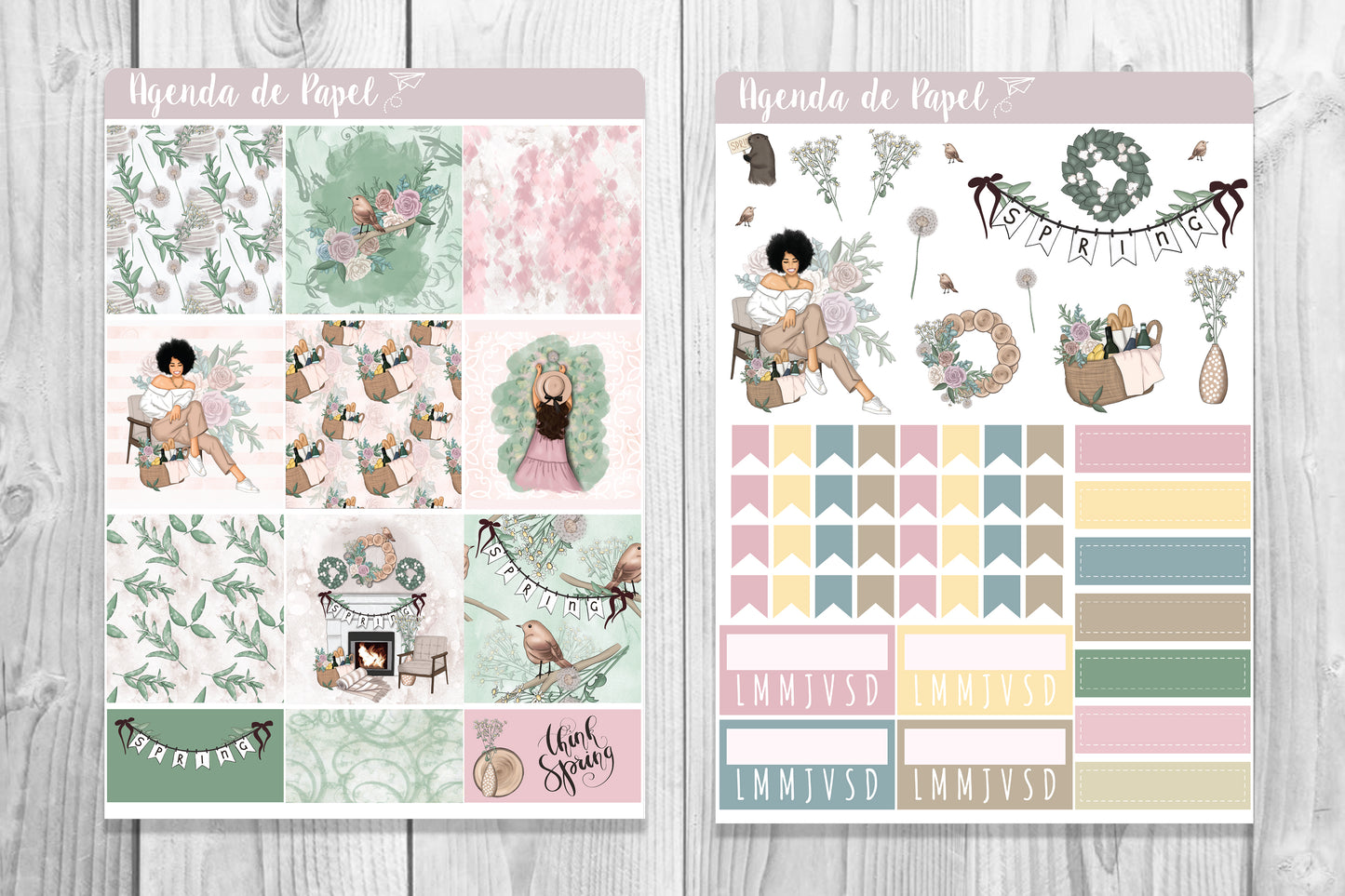 Kit semanal Frescura Primaveral / Stickers para agenda | Agenda de Papel