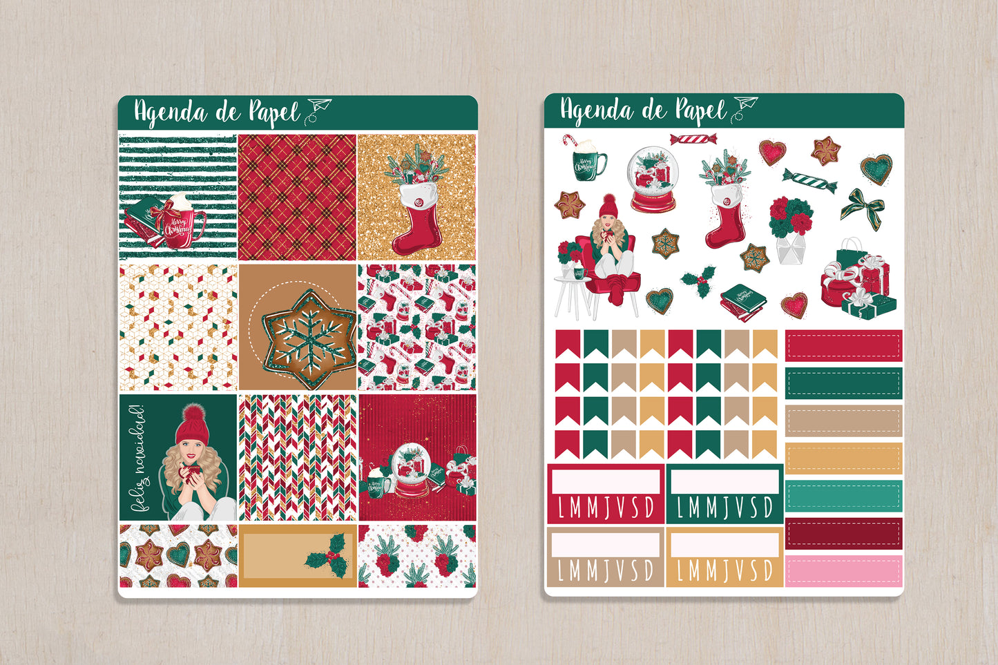 Kit semanal Feliz Navidad / Stickers para agenda | Agenda de Papel