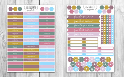 Kit semanal Wellness / Stickers para agenda | Agenda de Papel