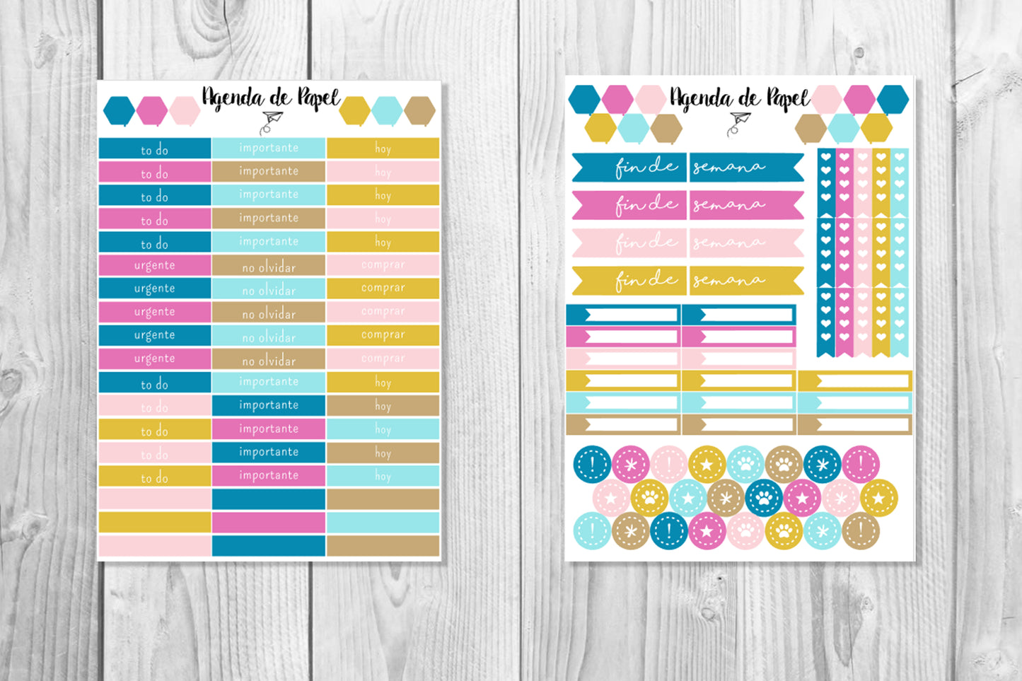 Kit semanal Regreso a clases / Stickers para agenda | Agenda de Papel