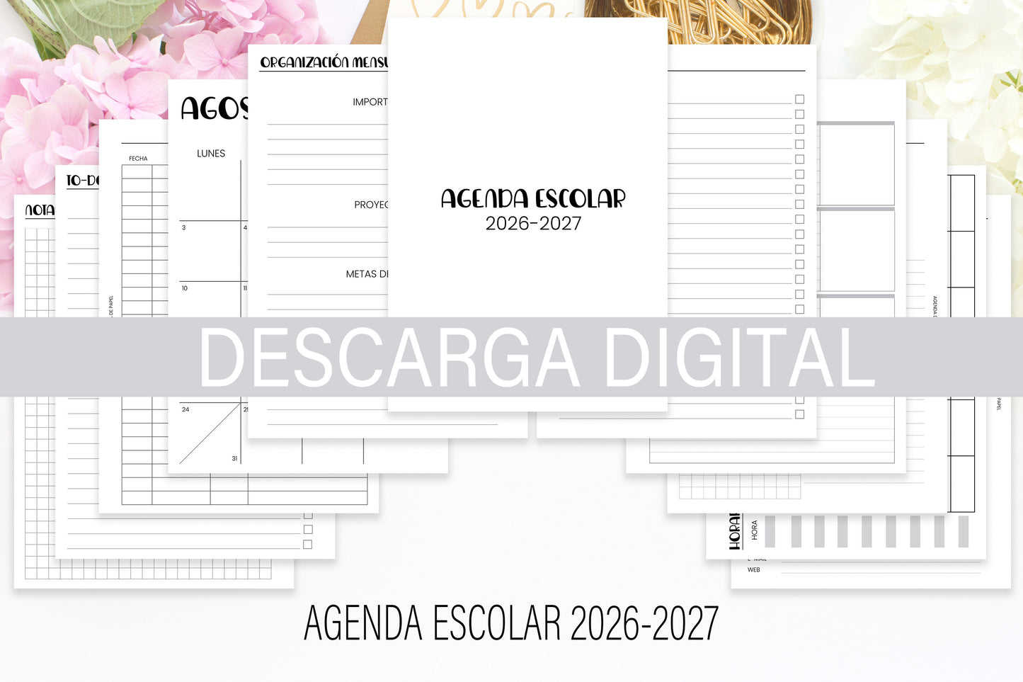 Agenda de Papel Escolar 2026-2027 DESCARGA DIGITAL